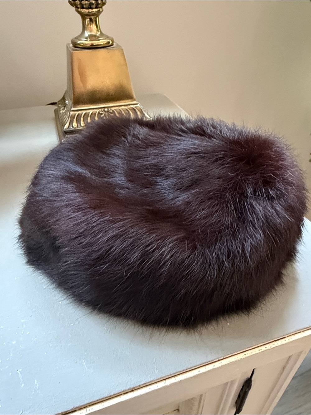 Vintage mink fur pillbox hat - Picture 1 of 6